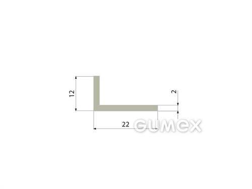 Pryžový profil tvaru "L", 12x22/2mm, 50°ShA, EPDM, -40°C/+100°C, šedý